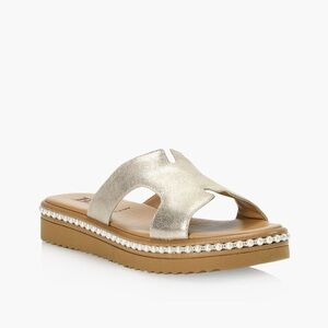 Brown’s Women's Gold Summer Casual Formal Slide/Sandals Size EU 39